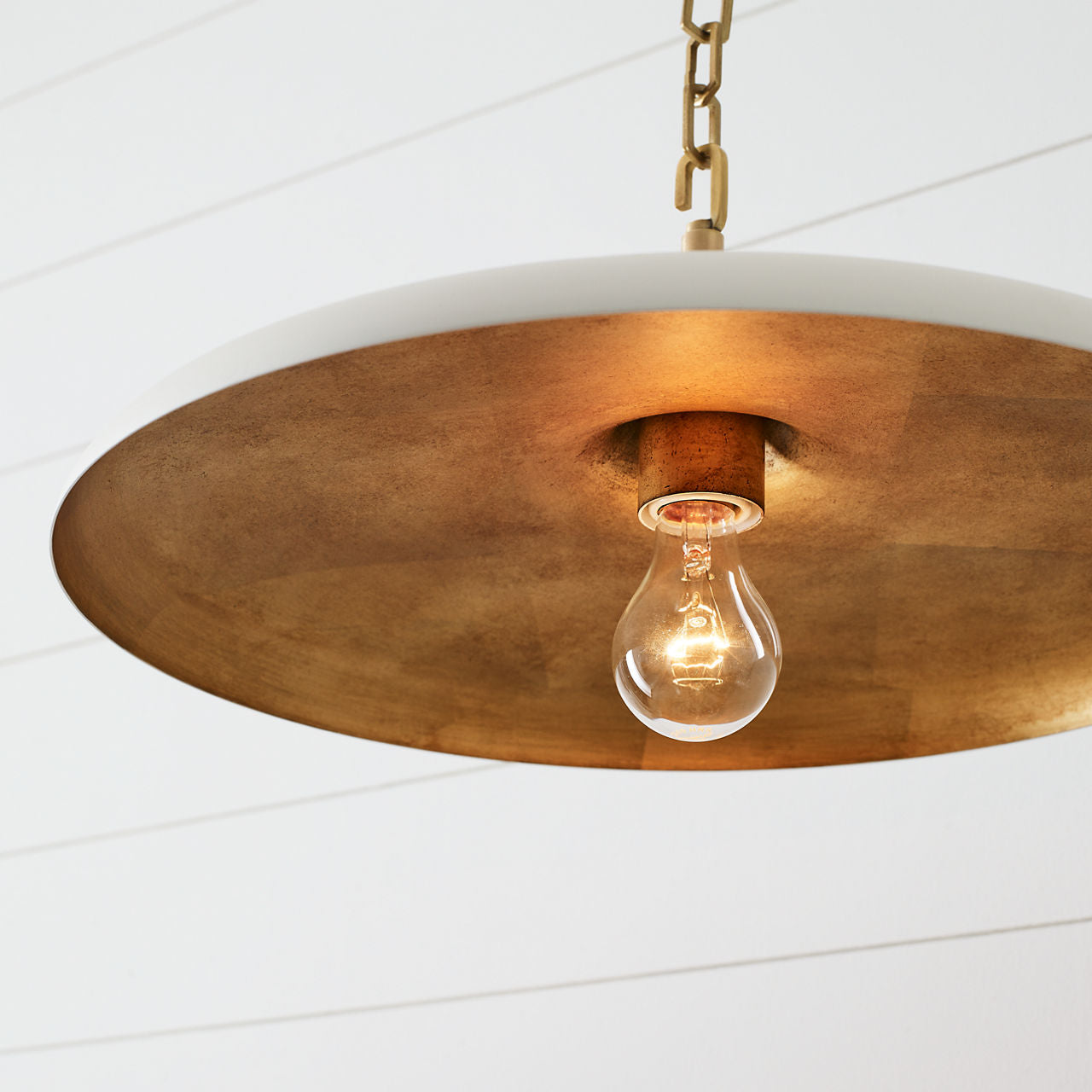 Piatto Medium Pendant | Hand-Rubbed Antique Brass | Plaster White Shade