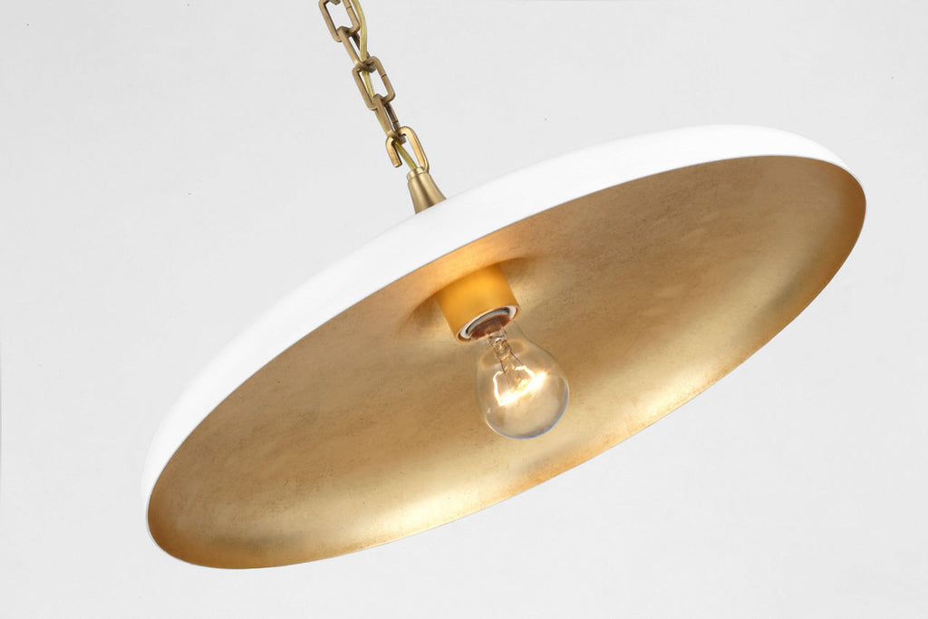Piatto Medium Pendant | Hand-Rubbed Antique Brass | Plaster White Shade