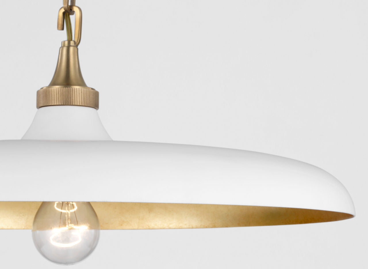 Piatto Medium Pendant | Hand-Rubbed Antique Brass | Plaster White Shade