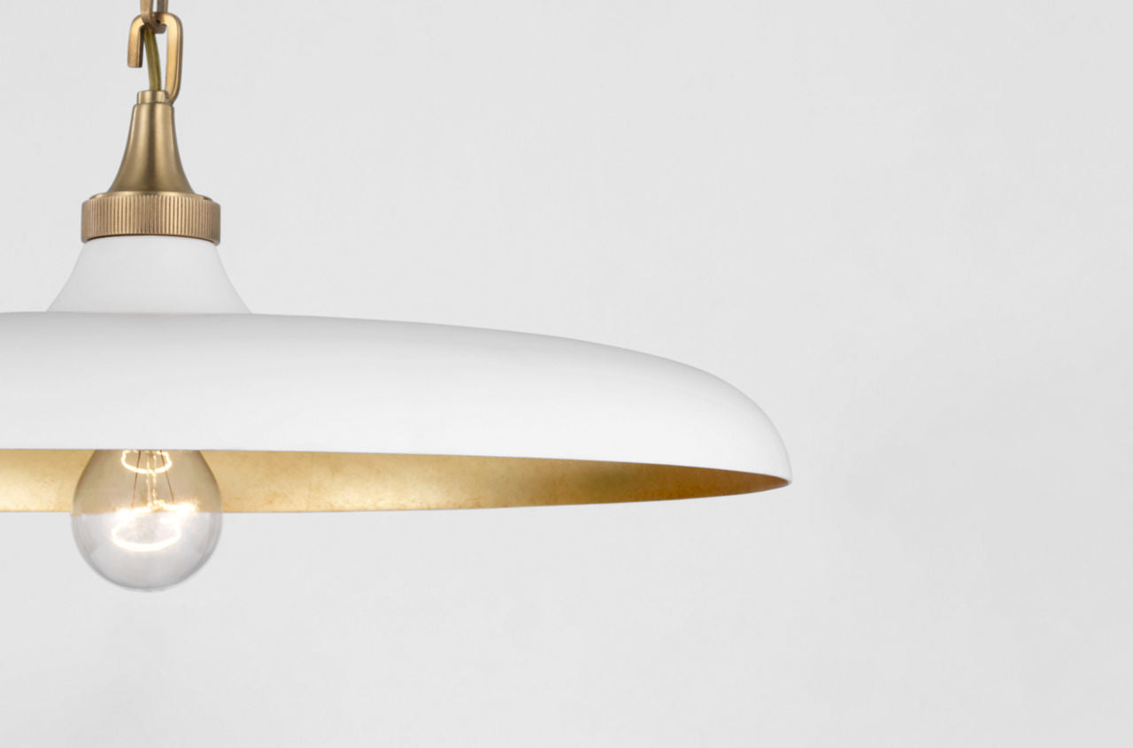 Piatto Medium Pendant | Hand-Rubbed Antique Brass | Plaster White Shade