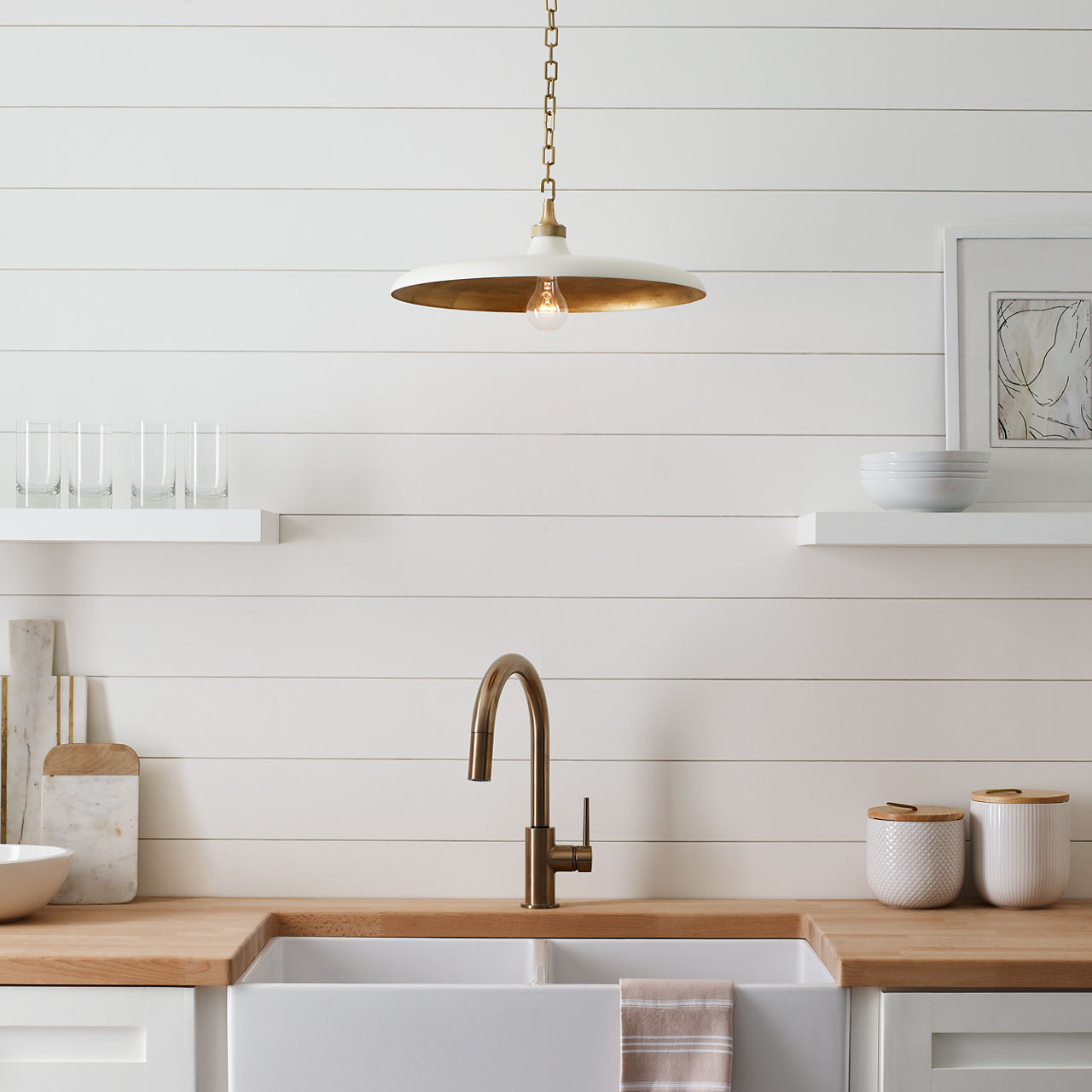 Piatto Medium Pendant | Hand-Rubbed Antique Brass | Plaster White Shade