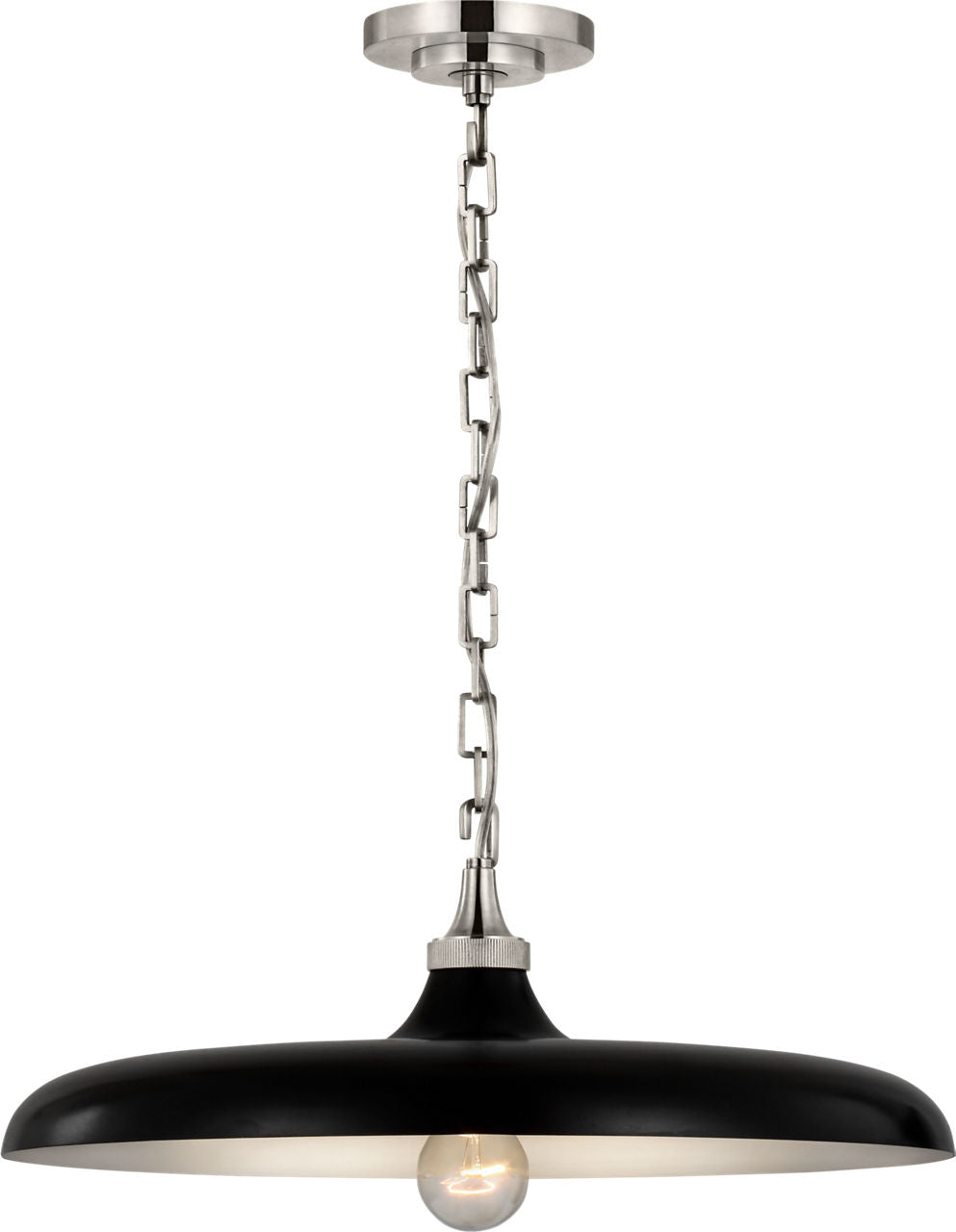Piatto Medium Pendant | Polished Nickel | Aged Iron Shade