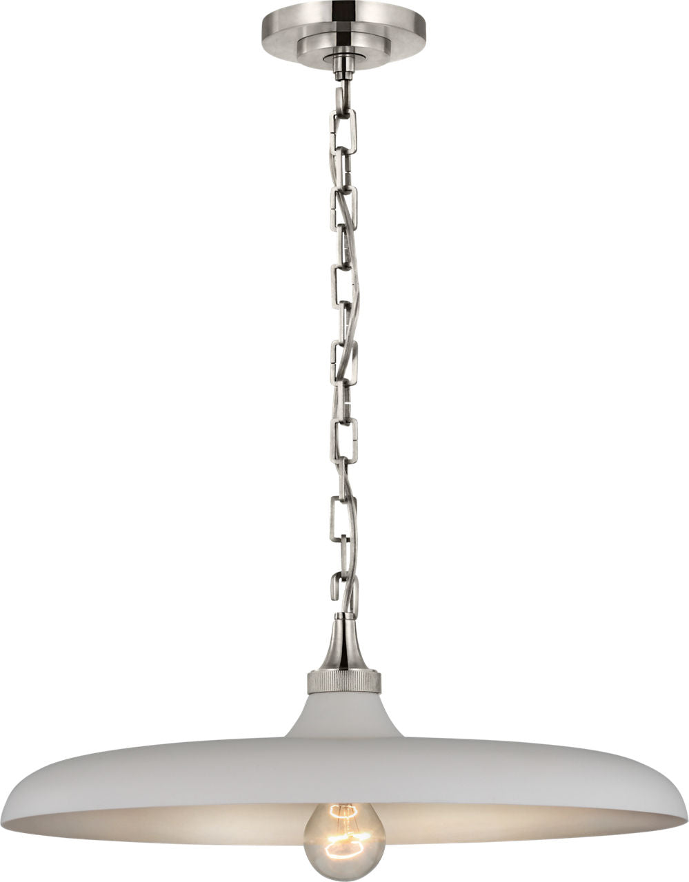 Piatto Medium Pendant | Polished Nickel | Plaster White Shade