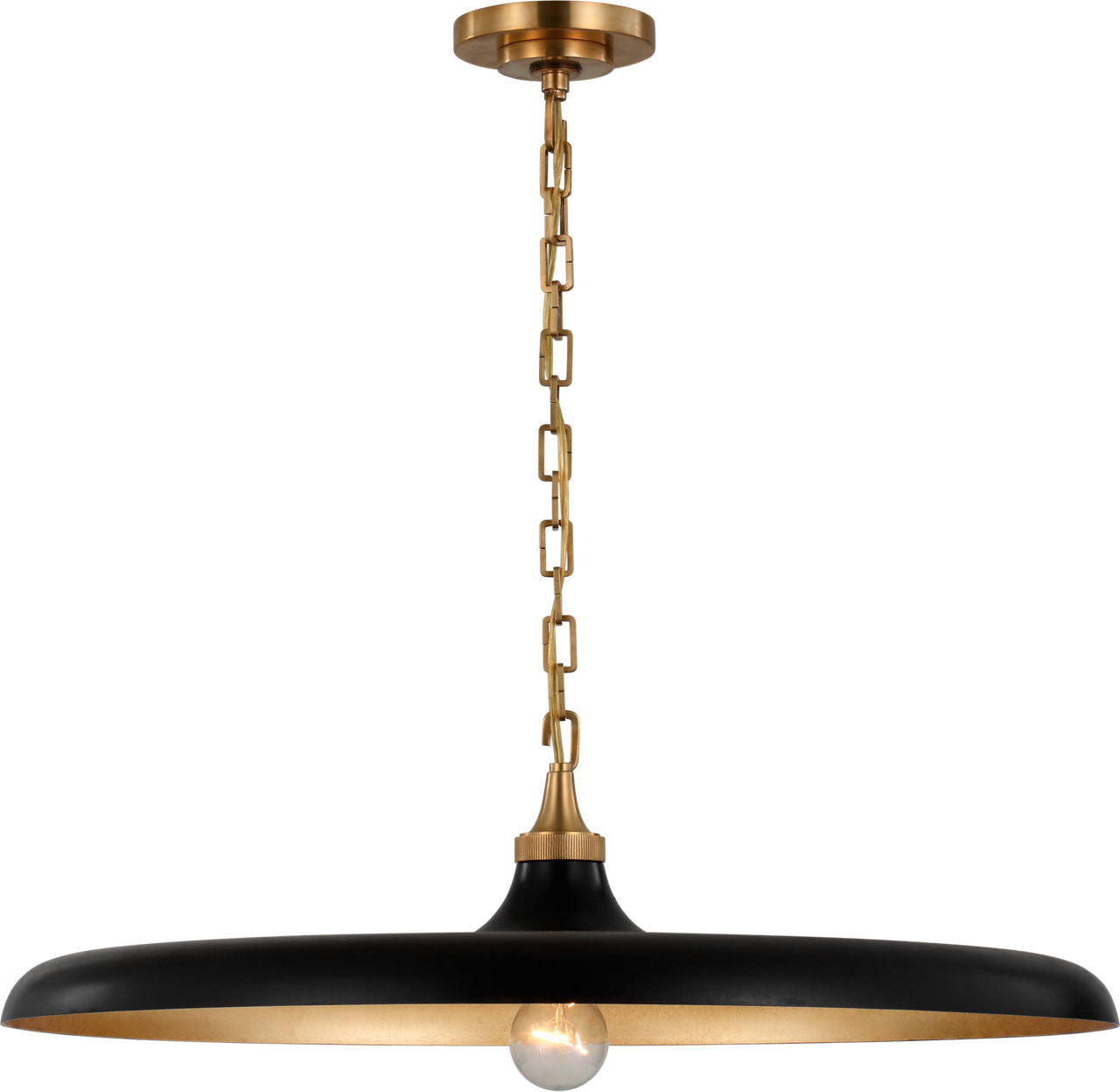 Piatto Large Pendant | Hand-Rubbed Antique Brass | Aged Iron Shade