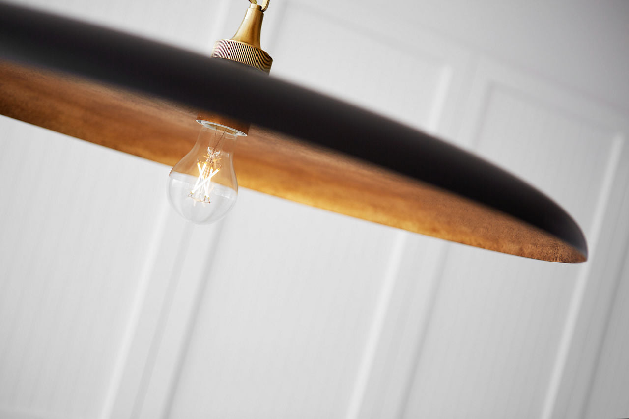 Piatto Large Pendant | Hand-Rubbed Antique Brass | Aged Iron Shade
