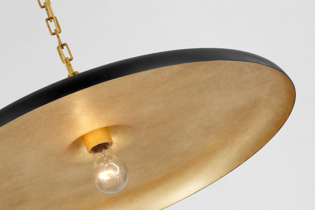 Piatto Large Pendant | Hand-Rubbed Antique Brass | Aged Iron Shade