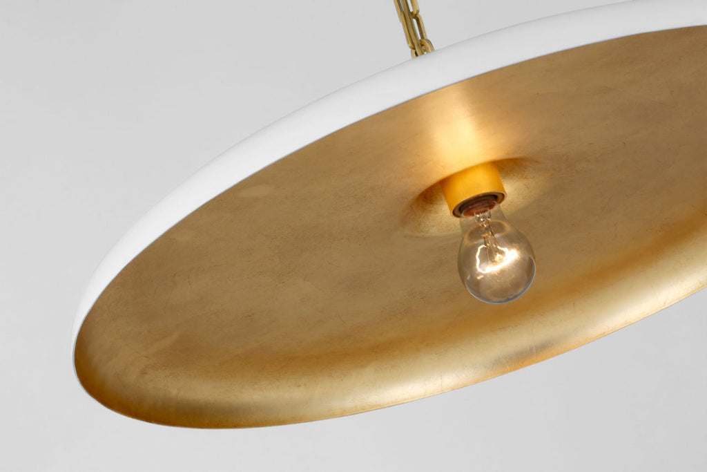 Piatto Large Pendant | Hand-Rubbed Antique Brass | Plaster White Shade