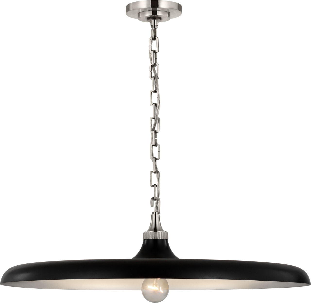 Piatto Large Pendant | Polished Nickel | Aged Iron Shade
