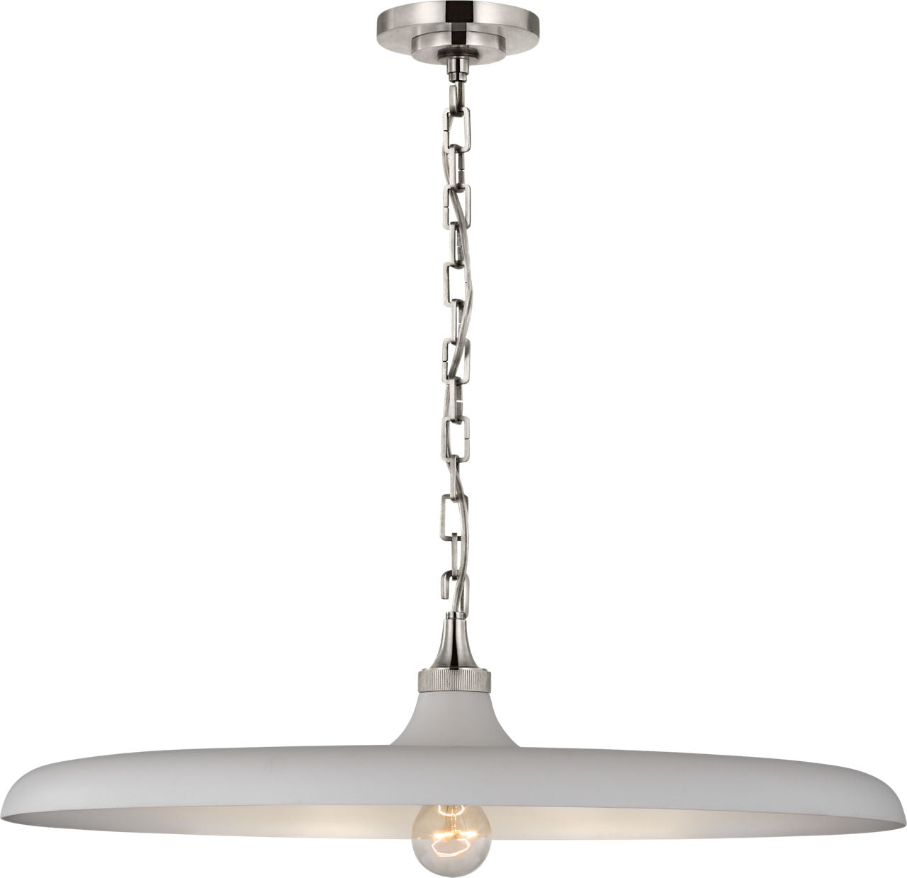 Piatto Large Pendant | Polished Nickel | Plaster White Shade
