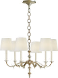 Channing Small Chandelier | Burnished Silver Leaf | Linen Shades