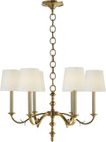 Channing Small Chandelier | Hand-Rubbed Antique Brass | Linen Shades