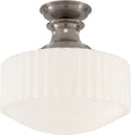 Milton Road Flush Mount | Antique Nickel | White Glass