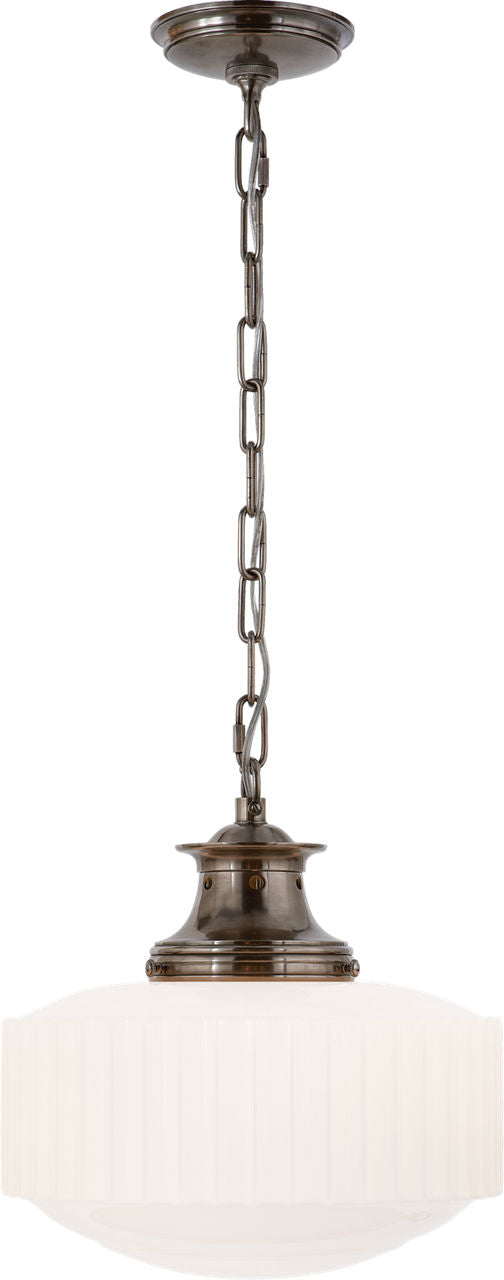 Milton Road Flush Mount | Antique Nickel | White Glass