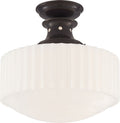 Milton Road Flush Mount | Bronze | White Glass