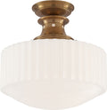 Milton Road Flush Mount | Hand-Rubbed Antique Brass | White Glass