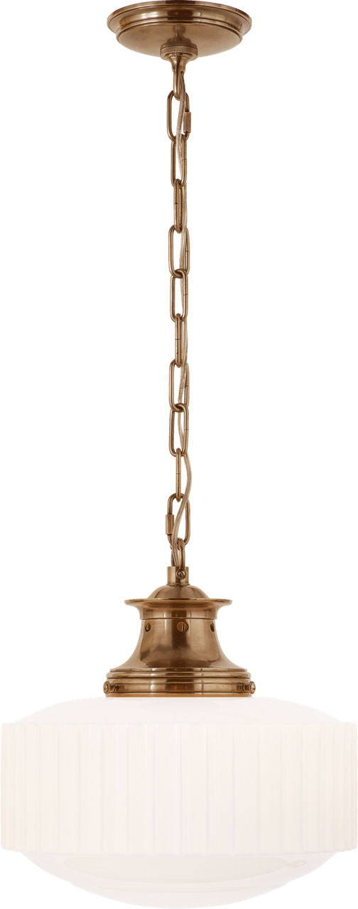 Milton Road Flush Mount | Hand-Rubbed Antique Brass | White Glass