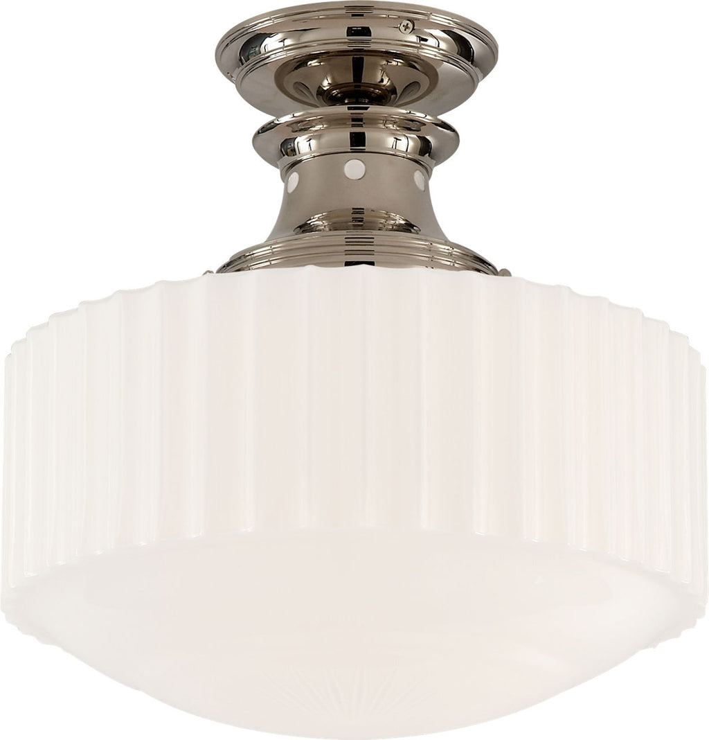 Milton Road Flush Mount | Polished Nickel | White Glass