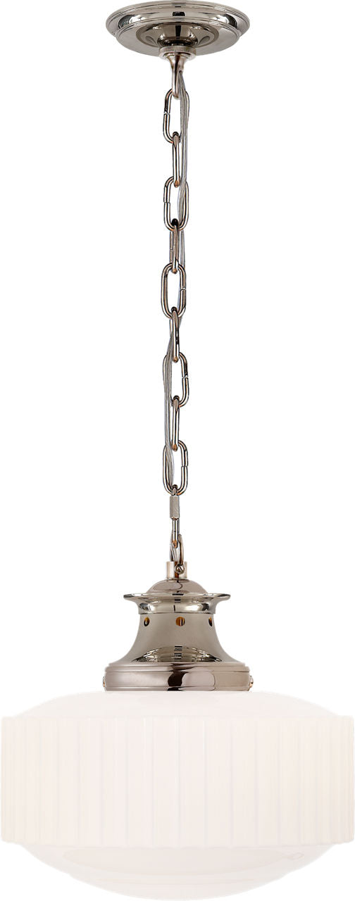 Milton Road Pendant | Polished Nickel | White Glass