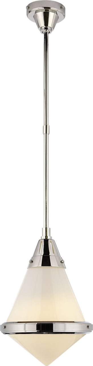 Gale Small Pendant | Polished Nickel | White Glass
