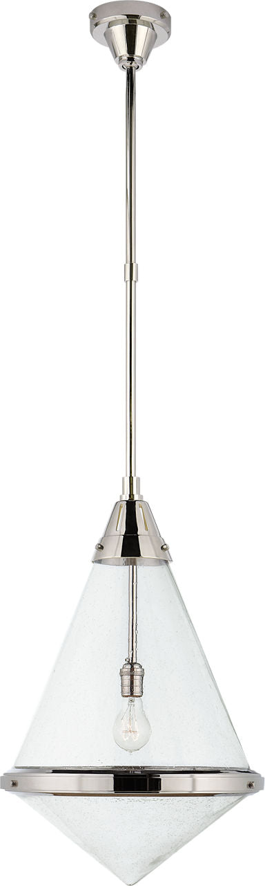 Gale Large Pendant | Polished Nickel | Seeded Glass