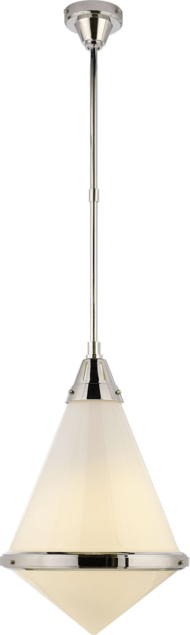 Gale Large Pendant | Polished Nickel | White Glass