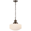 Milton Road Pendant | Antique Nickel | White Glass