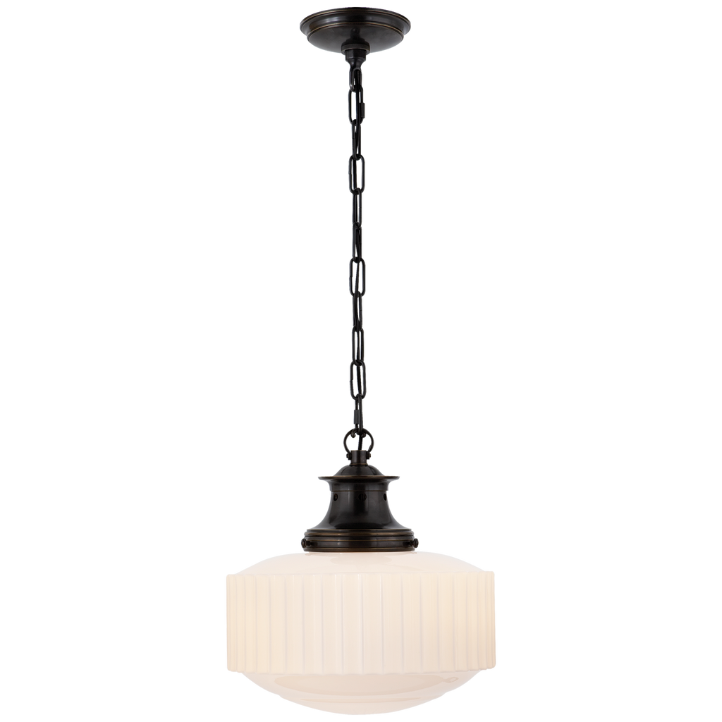 Milton Road Pendant | Bronze | White Glass