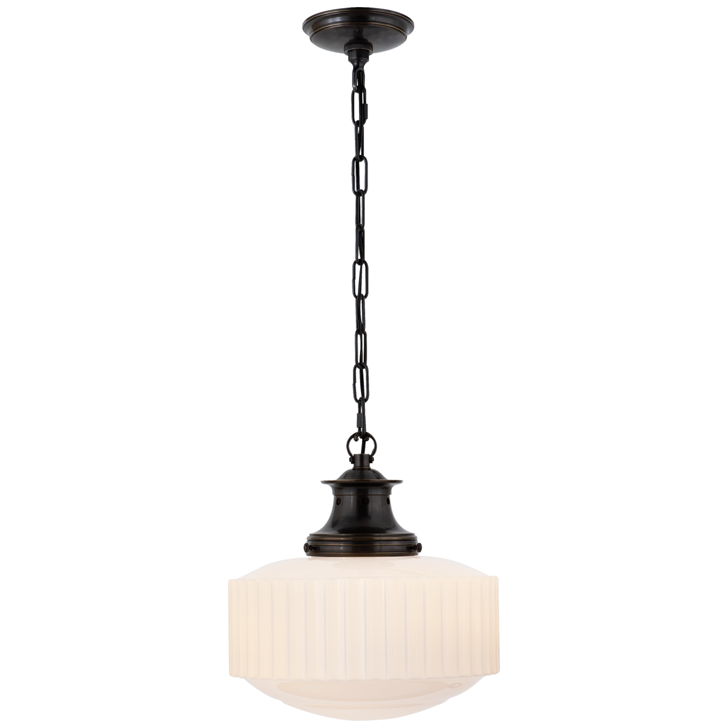 Milton Road Pendant | Bronze | White Glass