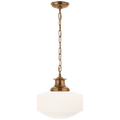 Milton Road Pendant | Hand-Rubbed Antique Brass | White Glass