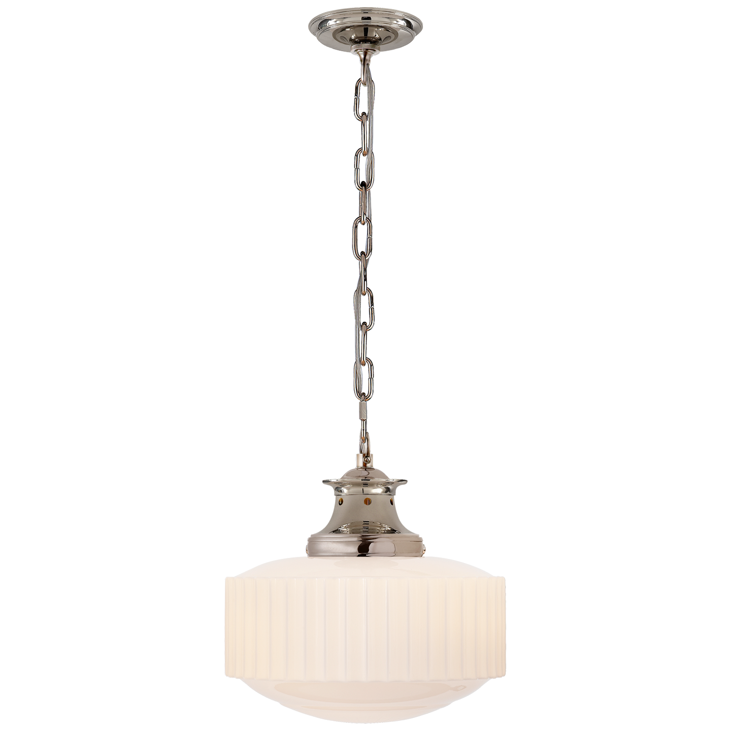 Milton Road Pendant | Polished Nickel | White Glass