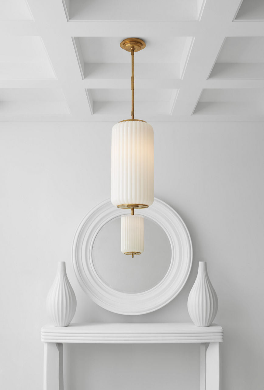 Eden Medium Pendant | Hand-Rubbed Antique Brass | White Glass