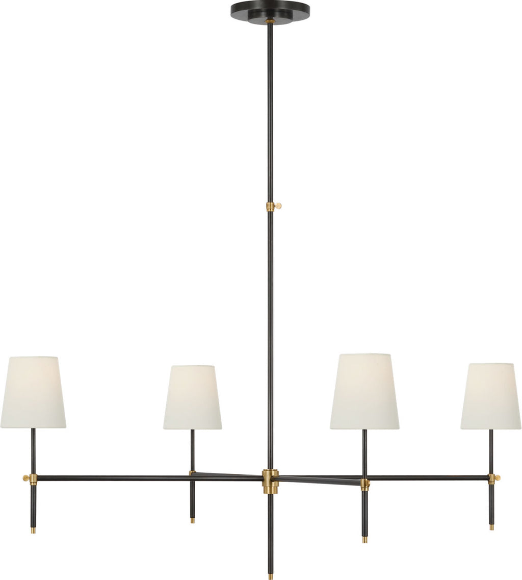 Bryant Extra Large Chandelier | Bronze and Hand-Rubbed Antique Brass | Linen Shades
