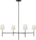 Bryant Extra Large Chandelier | Bronze and Hand-Rubbed Antique Brass | Linen Shades
