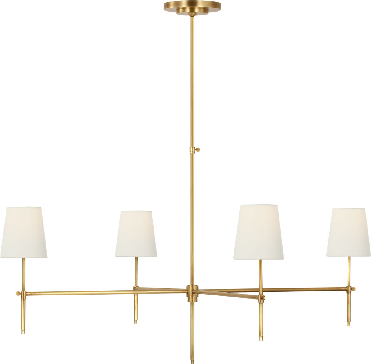 Bryant Extra Large Chandelier | Hand-Rubbed Antique Brass | Linen Shades