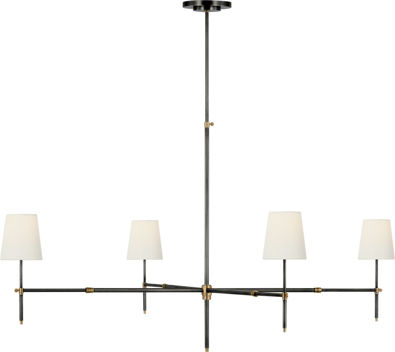 Bryant Grande Chandelier | Bronze and Hand-Rubbed Antique Brass | Linen Shades