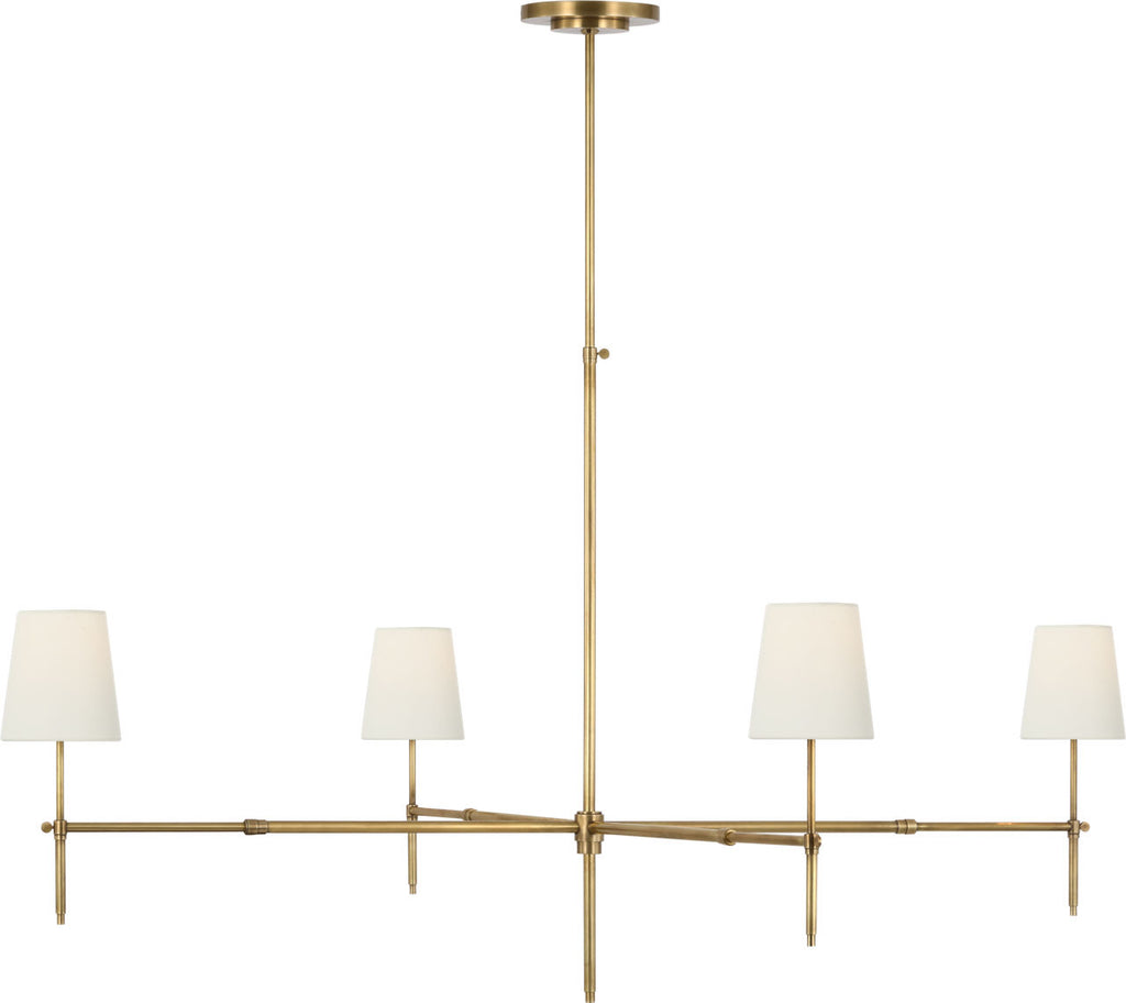 Bryant Grande Chandelier | Hand-Rubbed Antique Brass | Linen Shades