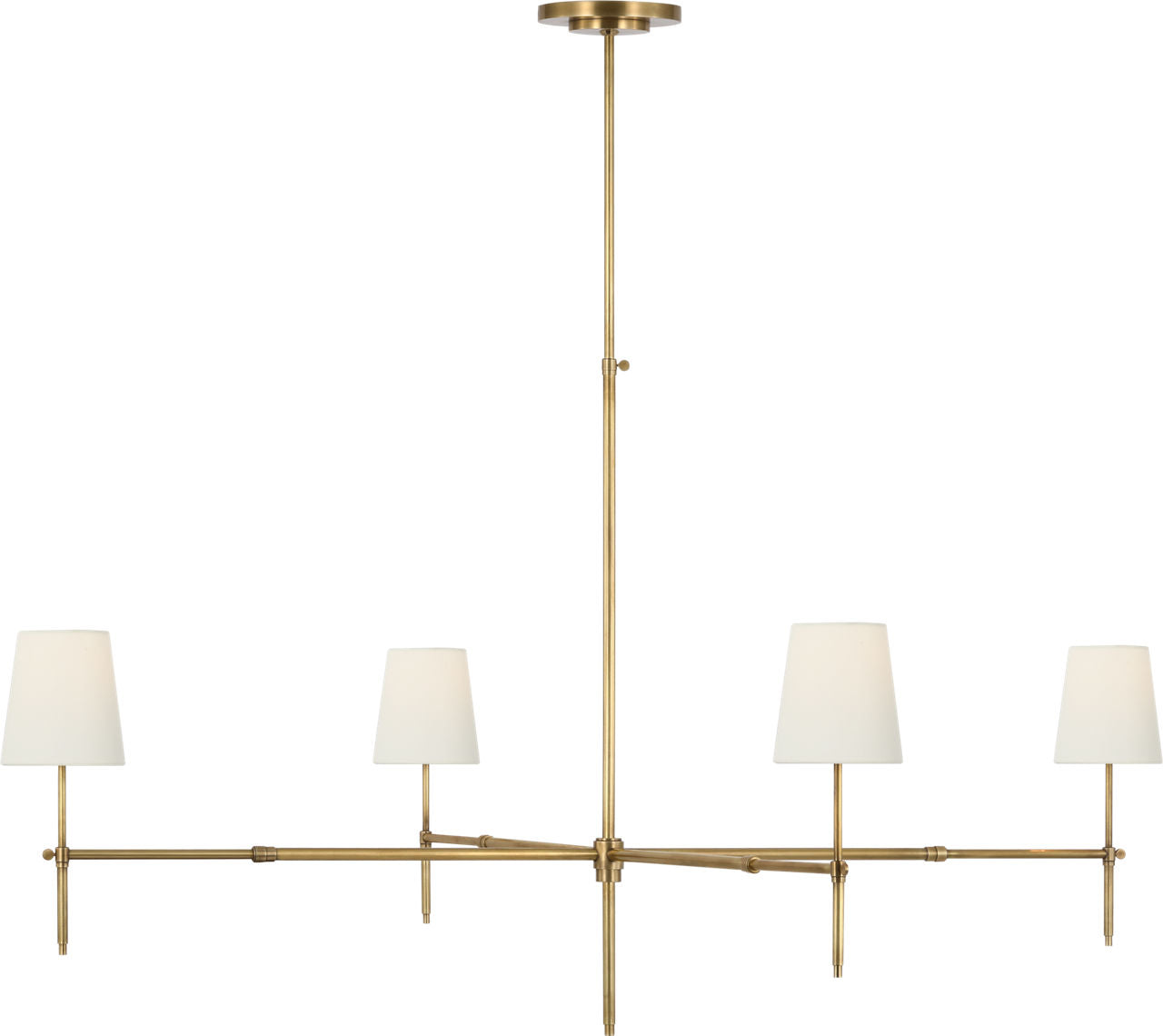 Bryant Grande Chandelier | Hand-Rubbed Antique Brass | Linen Shades