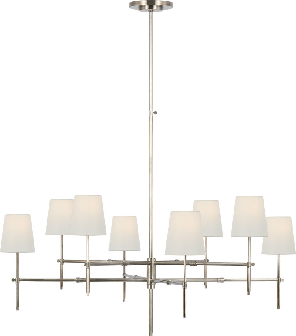 Bryant Extra Large Two Tier Chandelier | Antique Nickel | Linen Shades