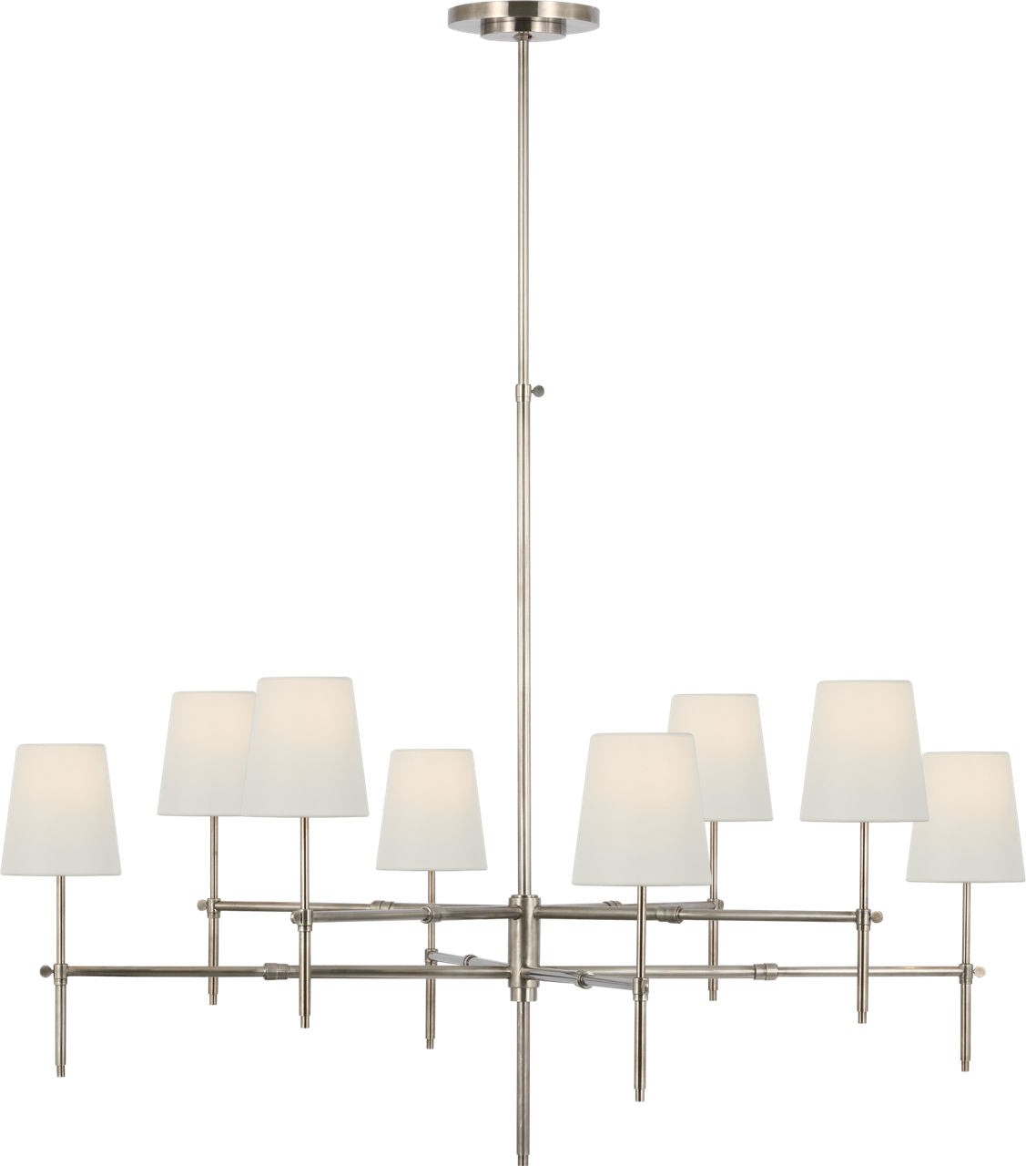 Bryant Extra Large Two Tier Chandelier | Antique Nickel | Linen Shades