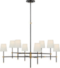 Bryant Extra Large Two Tier Chandelier | Bronze and Hand-Rubbed Antique Brass | Linen Shades