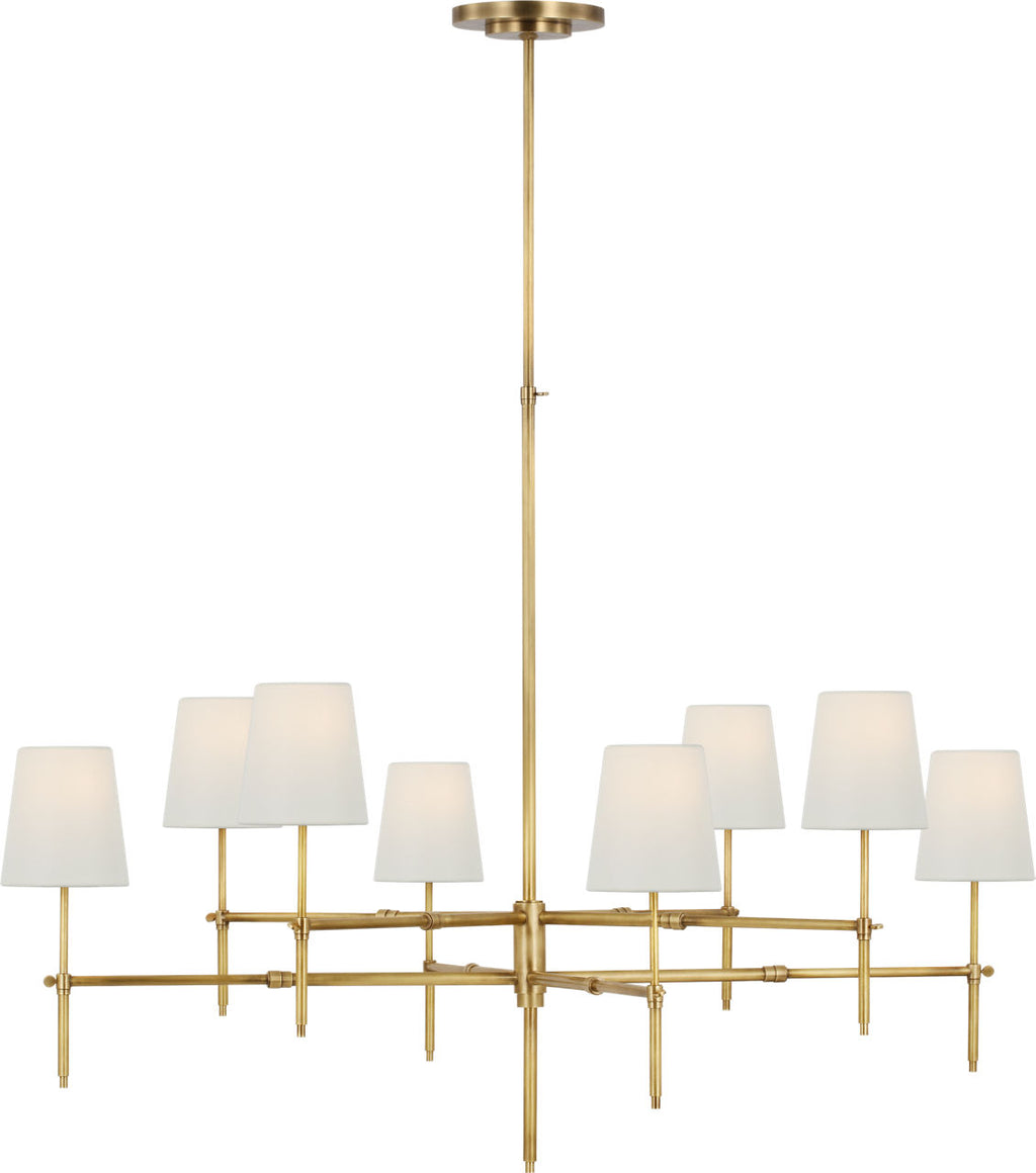Bryant Extra Large Two Tier Chandelier | Hand-Rubbed Antique Brass | Linen Shades