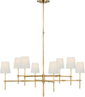 Bryant Extra Large Two Tier Chandelier | Hand-Rubbed Antique Brass | Linen Shades