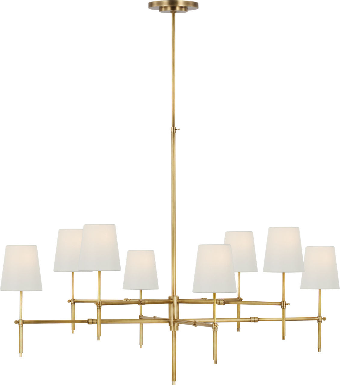 Bryant Extra Large Two Tier Chandelier | Hand-Rubbed Antique Brass | Linen Shades