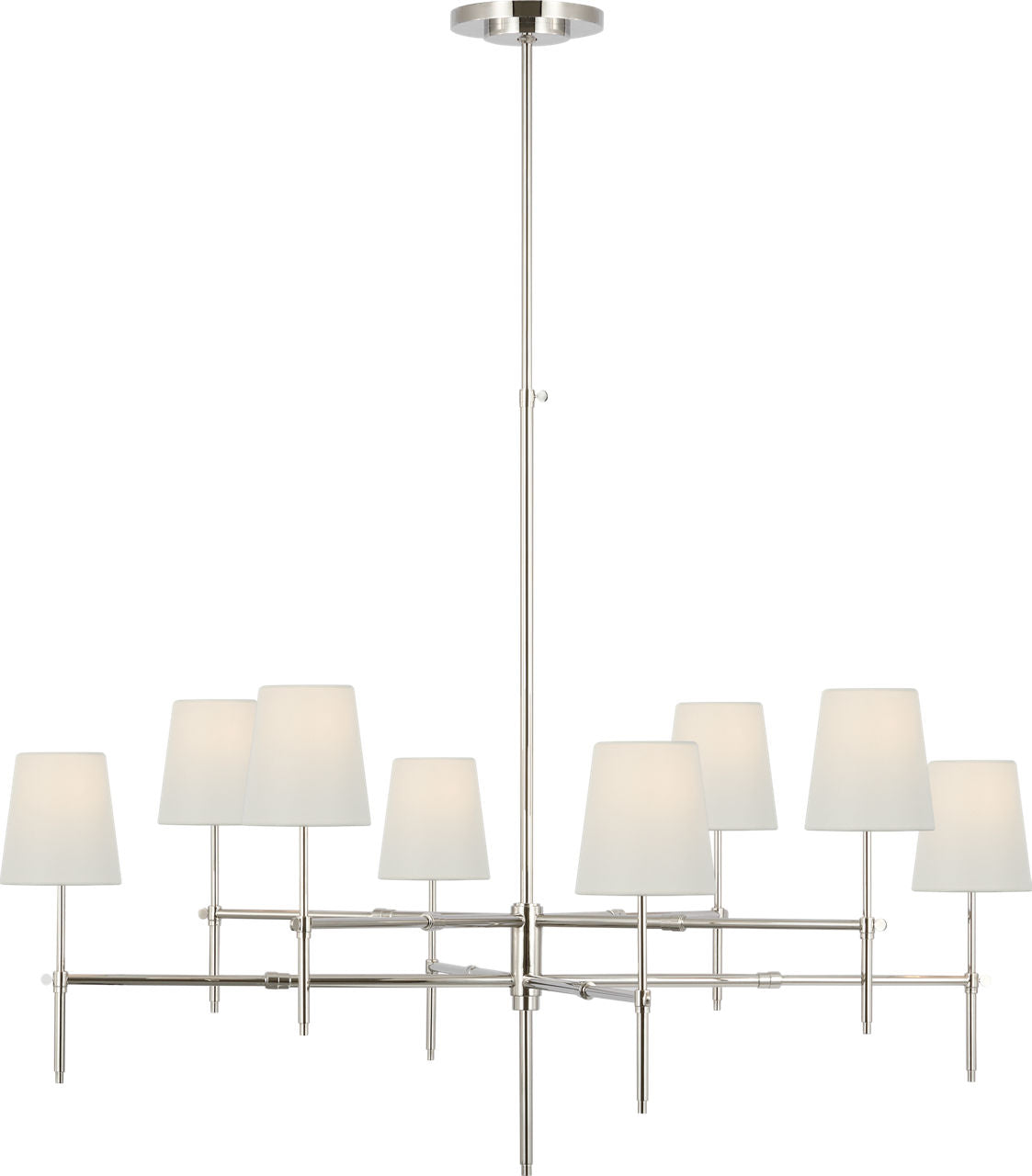 Bryant Extra Large Two Tier Chandelier | Polished Nickel | Linen Shades