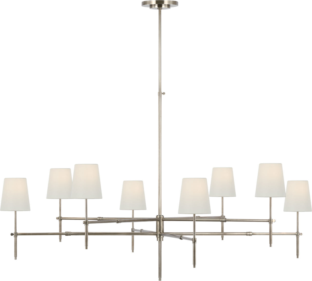 Bryant Grande Two Tier Chandelier | Antique Nickel | Linen Shades