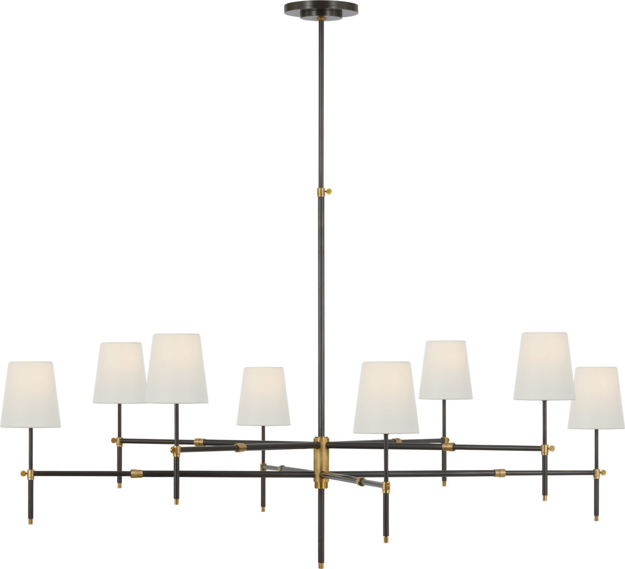 Bryant Grande Two Tier Chandelier | Bronze and Hand-Rubbed Antique Brass | Linen Shades