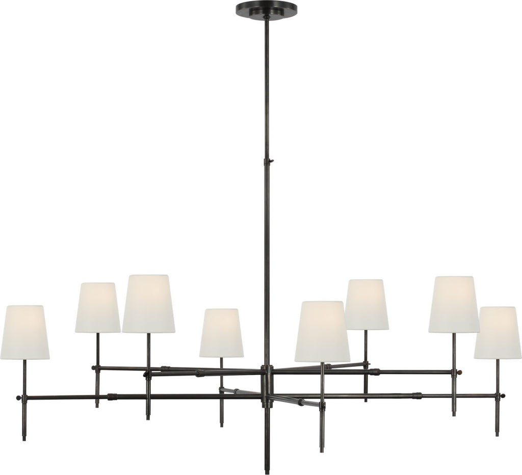 Bryant Grande Two Tier Chandelier | Bronze | Linen Shades