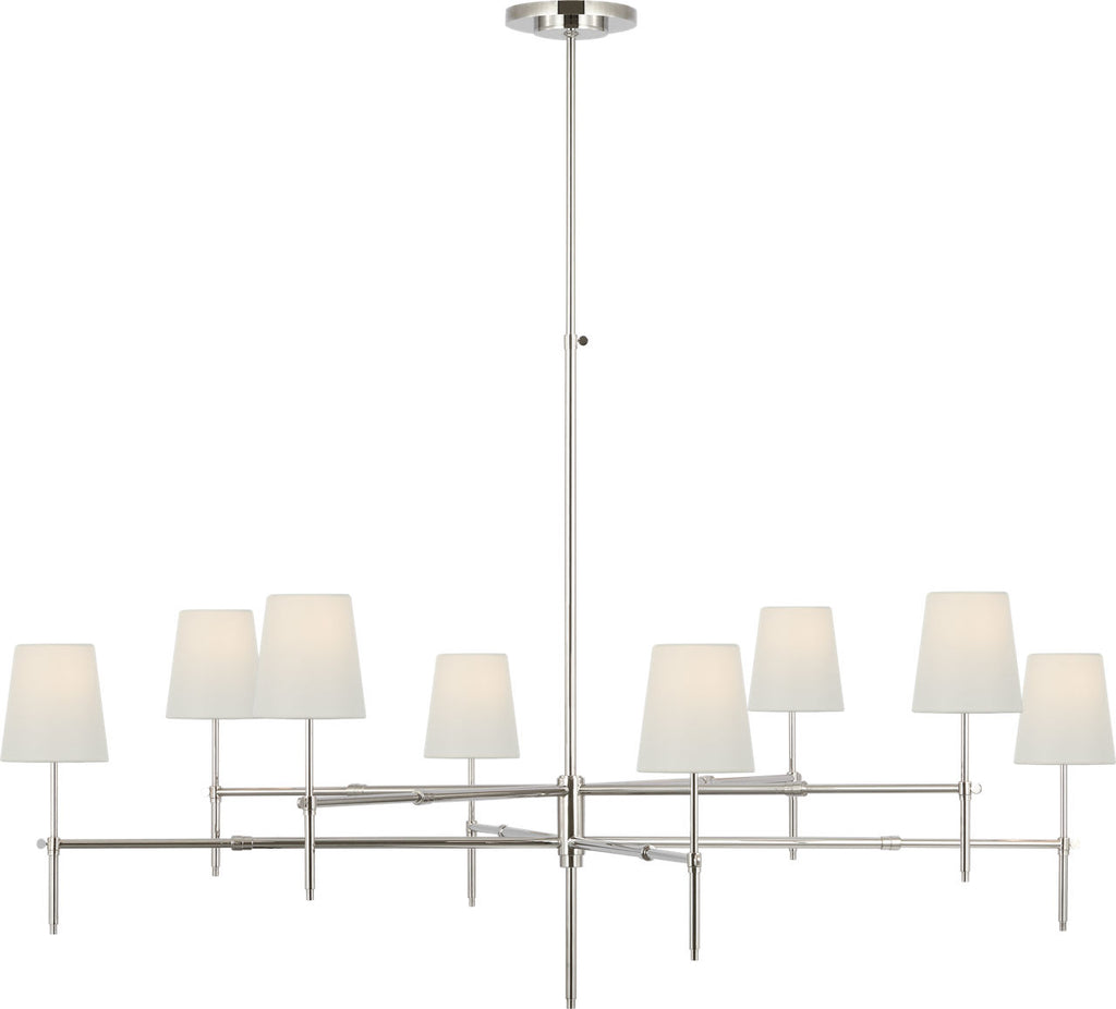 Bryant Grande Two Tier Chandelier | Polished Nickel | Linen Shades