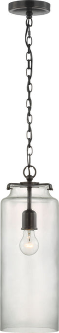 Katie Large Cylinder Pendant | Bronze | Clear Glass