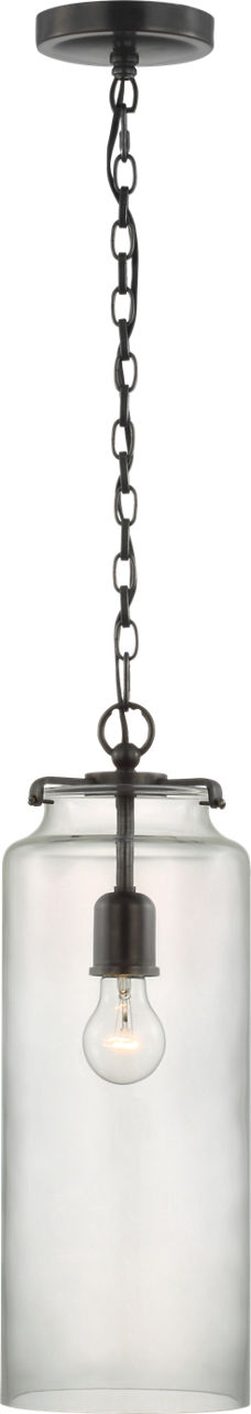 Katie Large Cylinder Pendant | Bronze | Clear Glass